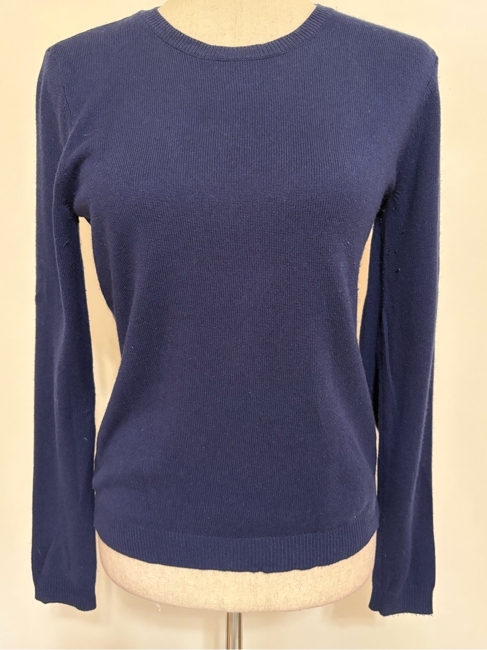 Ralph Lauren Silk Cashmere Blend Classic Navy Crewneck Sweater Size Small